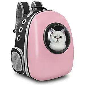 Henkelion Cat Backpack Carrier Bubble Bag, Small Dog Backpack Carrier for Small Dogs, Space Capsule Pet Carrier Dog Backpack Airline Approved Travel Carrier - Pink