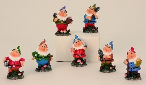 7 Gartenzwerge Garten Figuren 9cm Zwerge