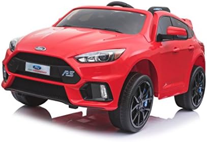 Electric Ride on Car Ford Focus RS, Red, Original Licenced, Battery Powered, Opening Doors, Leather Seat, 2x Engine, 12 V Battery, 2.4 Ghz remote control, Soft EVA wheels, Smooth start