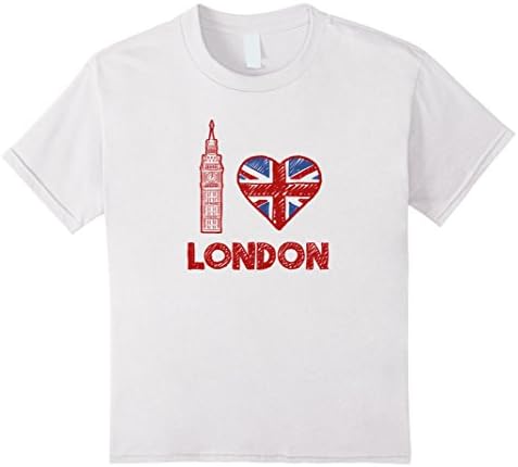 Kids I Love Heart London Big Ben British UK Flag Graphic T Shirt 10 White