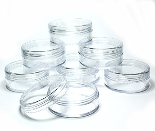 5x 20mL EMPTY PLASTIC JARS POTS w/ CLEAR SCREW LIDS for Powders/NailArt/Glitter/Make Up/Cosmetic/Travel/Creams