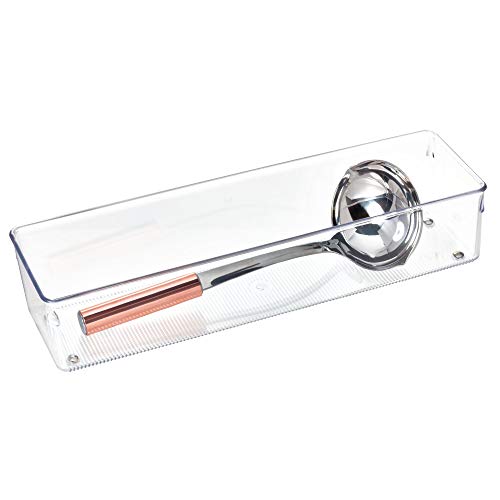 iDesign range couvert, long rangement tiroir en plastique, casier rangement plastique compartimenté pour les tiroirs, transparent