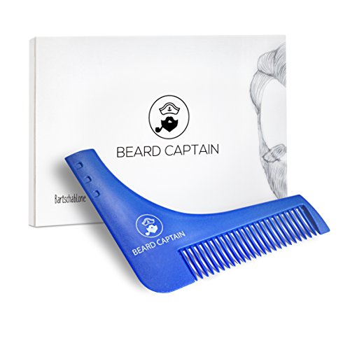 BEARD CAPTAIN Bart-Schablone mit moderner Verpackung - Bart-Kamm & Schablone zum angenehmen Rasieren von Konturen - Perfekte Symmetrie in Sekunden - aus gehärteten Materialien - Rasier-Schablone - Geschenk für Männer