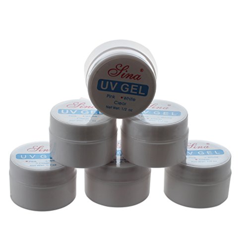 6x UV Gel Aufbau Gele Set Nailart f. French Nagel 15ml klar/rosa/weiss - 6