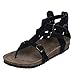 Produktbild BaZhaHei Sommer Elegante Boho Vintage Damen Frauen Mode Sandalen Flache Knöchel Schuhen Gladiator Flip Flop Thong Sommerschuhe Schnallen Knöchelstrandschuhe Römische Hausschuhe (42, Schwarz)