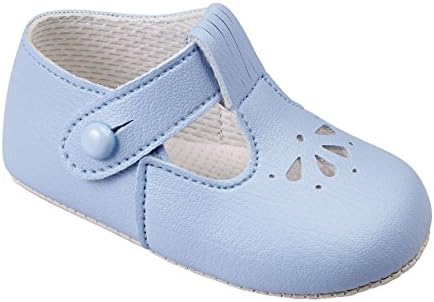 EARLY DAYSBaby T Bar Pram Shoes with Petal Punch Cut Pattern – Made in England by Early Days Baypods – Boys or Girls.