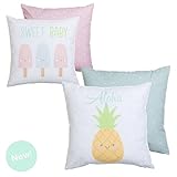 65% Poliester + 35% Algodon Dcasa - Juego de 2 Cojines infantil mensaje 45x45 cm