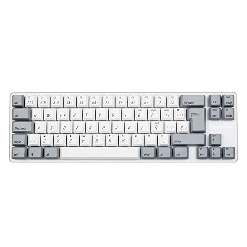 Qisan Teclado mecánico para juegos Teclas PBT 69 teclas Gateron Interruptor marrón Retroiluminado blanco ES Disposición Teclado para juegos-Blanco Gris Combo