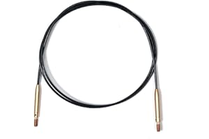KnitPro - KnitPro Acciaio Inox Nero/Oro 360° Cavo Girevole Intercambiabile per Ago da 80cm con Cappucci Terminali e Chiave Cavo - 1 Set