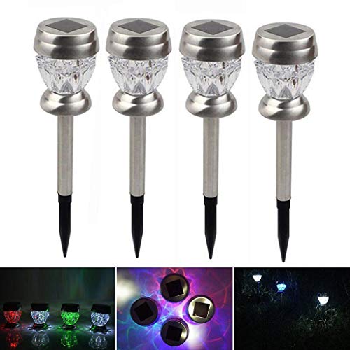Preisvergleich Produktbild HULYZLB Solarleuchten Garten,Solar-Wegeleuchten, Farbwechsel-LED-Leuchten, Solarleuchten aus Edelstahl Garten Außenbeleuchtung Gartenschmuck Wegeleuchten (4er-Pack)