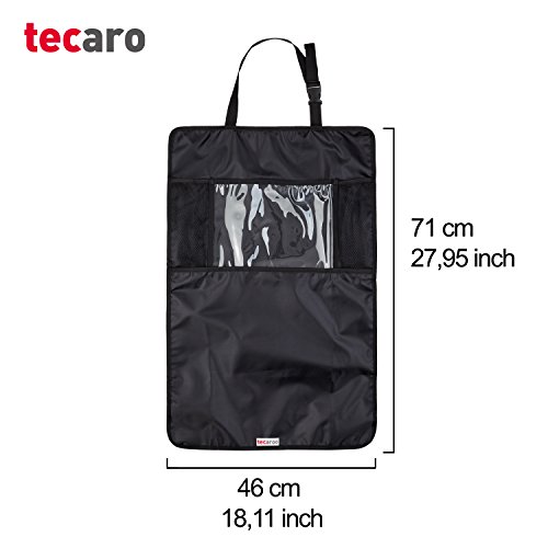 TECAROO 2er-Set Rücksitz Organizer / Rücksitztasche in schwarz mit 2 Jahren Zufriedenheitsgarantie – Auto Rücksitzschoner / Rücksitz-Organizer / Rückenlehnenschutz / Autositzschoner / Auto-Organizer / Auto Organizer / Sitztasche / Sitzlehnentasche / Auto-Sitztasche - 3
