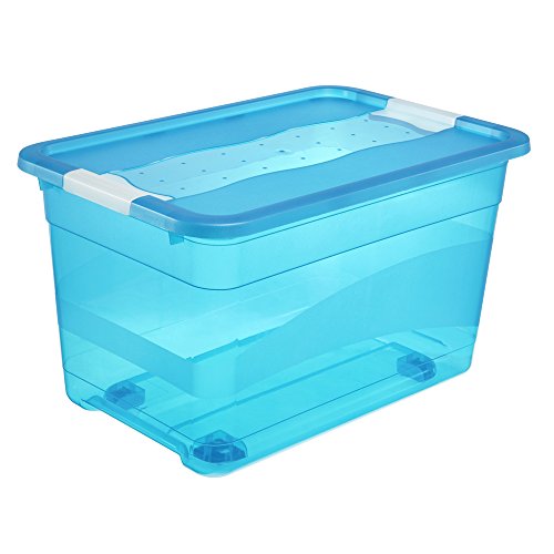 OKT 10943632000 Kristallbox mit Rollen 52 L, blau / transparent