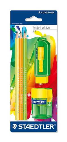 Staedtler Bleistift Set, 3 Bleistifte dreikant, 1 Spitzer, 1 Radierer, 133 SBK3P3