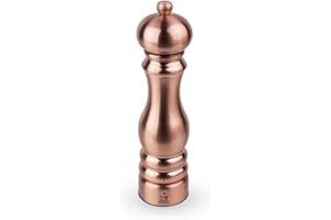 PEUGEOT - Salzmühle Paris Chef u‘Select 22 cm - 6 voreingestellte Mahlgrade - Innovatives Zirlion-Mahlwerk für pulverfeines Salz - Aus Edelstahl - Französisches Know-how - Farbton Kupfer