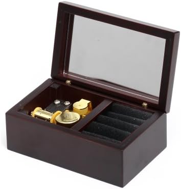 Laxury 18 Note Windup Wooden Musical Box with Mirror Play Elfen Lied Tune,gold Musical Movement, Model M33 (Claret with Velvet)