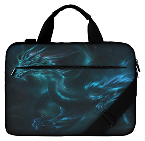 Silent Monsters Canvas Schutzhülle mit Zubehörfach 43,9 cm (17,3 Zoll) für Laptop dragon