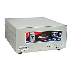 Microtek EML5090 Automatic Voltage Stabilizer (90V-300V) Metallic Grey ? Digital Display, Wall Mounted