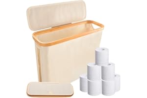 GENÉRICO Gachiwar Cesta de Almacenamiento de Papel Higiénico de Bambú de 30 L, Cesta Papel Higienico con Tapa, Organizador de Papel Higiénico, Espacio para 12 Rollos (Beige)