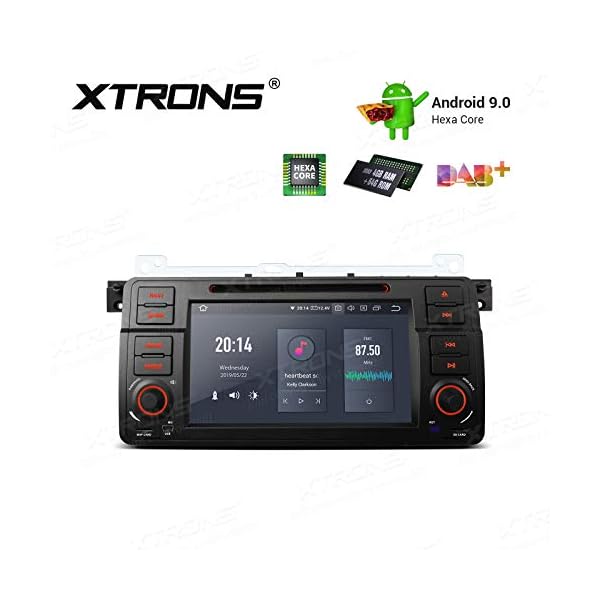XTRONS 7" 6 Core Android Autoradio mit Touchscreen Auto DVD Player Android 9.0 Hexa Core Autostereo unterstützt HDMI Ausgang 4G Bluetooth 4GB RAM 64GB ROM DAB OBD2 TPMS FÜR BMW E46/Rover/MG