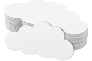 TINOALY 100stk Weiße Wolkenausschnitte, Dzickes Papier Gestanzte Wolkenformen Doppelseitig Wanddekorationshandwerk Papierwolken-Klassenzimmerdekoration für Bulletin Tafel Kinderzimmer