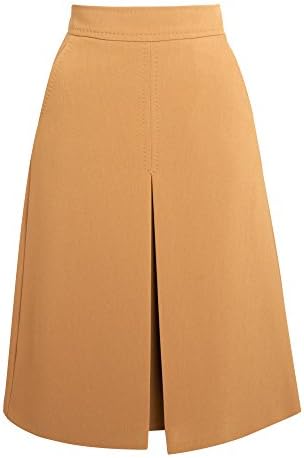Ladies Marella Arena Inverted Pleat Wool Blend Skirt Colour Camel Size UK 12
