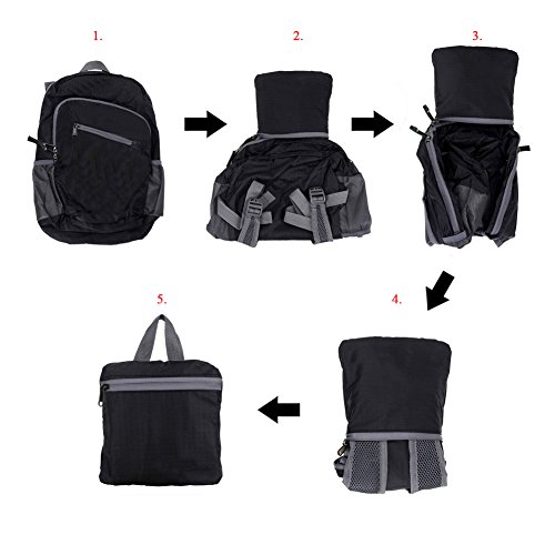 Leichter Tagesrucksack Faltbar Wasserdicht Rucksack f  r M  nner Frauen Kinder f  r Outdoor Wandern Reisen 18 L - Schwarz