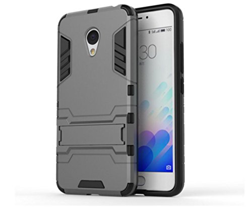 Bllosem Meizu M3 note Case Hybrid Dual Layer PC+TPU Full Body Shock Resistant Armour with Kickstand Function Case for Meizu M3 note Gray