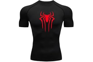 MIDUNU T-Shirt à Manches Courtes Spider pour Hommes Respirant à séchage Rapide Sports Top Musculation Survêtement Compression Chemise Fitness Hommes,11,L