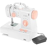 Decdeal FHSM-318 Máquina de Coser Eléctrica Portátil con Luz y Pedal, 2 Velocidades Ajustables