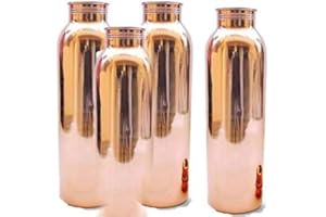 OSNICA JUEGO DE 4 PIEZAS Botella de agua de cobre puro para beneficios de salud ayurvédicos, 600 ml