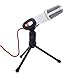 Produktbild myfei Professional tragbar mini Mikrofon, 3,5 mm Audio Wired Stereo-Kondensator Mikrofon mit Halter Ständer Clip für PC Chatten Singen Karaoke Laptop weiß weiß