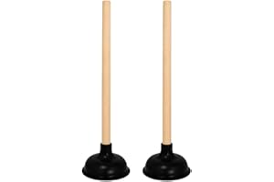 ProBene 2x Heavy Duty Toilet Plunger Set – 48cm Wooden Handle & Large Rubber Cup – Powerful Sink & Drain Unblocker for Bathroom, Toilet, Shower