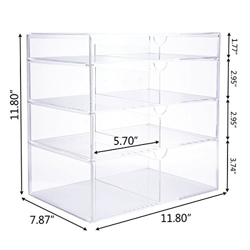 Lifewit Kosmetikorganizer Acryl Makeup Aufbewahrung Kosmetik Organizer Aufbewahrungsbox Sortierkasten 4 Schubladen 30x30x20 cm - 6