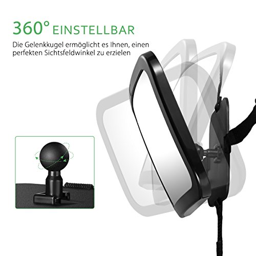 Topop Rücksitzspiegel Rear View Baby Car Rückspiegel drehbar mit Shatterproof Material für Baby Kinderbeobachtung - 3