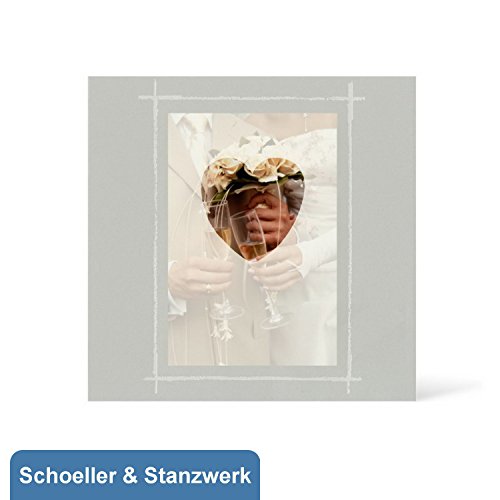 10 Stück Grußkarten für 9x13 cm Fotos mit Herz Bildausschnitt - anthrazit transparent - Schoeller & Stanzwerk
