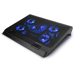 ENHANCE Support Refroidisseur PC Portable, Plaque de Refroidissement de 5 Ventilateurs avec LED Bleues et 2 Ports USB - Compatible avec Ordinateur Portable et Notebook de 19 Pouces - Dim: 40 x 32.4 cm