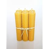 100% Reines Bienenwachskerzen 6 Kerzen Set Extra Größe H 20 x B 4 cm Ökologische kerzen Natürlichen Honigduft 100% Handarbeit