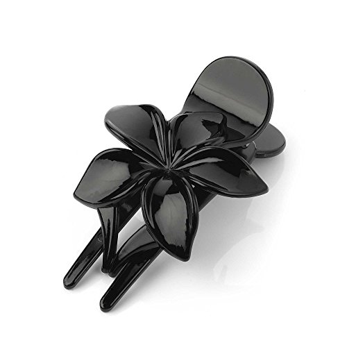 FLOWER DESIGN HAIR CLIP CLAW TORTOISESHELL OR BLACK