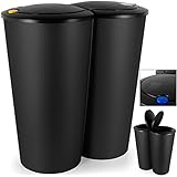 2-fach M&uuml;lleimer Duom&uuml;lleimer Abfalleimer 2x25ltr. Druckknopf-Automatik schwarz 50x53cm