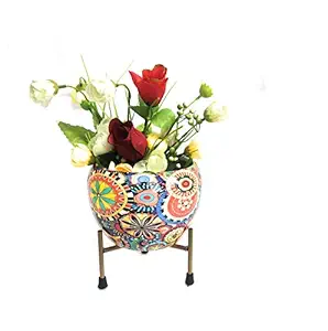 Amishi Blissful Decors Small Handicraft Planter Stand for Artifical Flowers ,Plants, Real Indore Plants ( Metal) Home Indoor Decoration and Living Room Decor