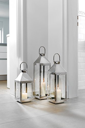 home + Laterne aus Edelstahl – Rostfrei, wetterfest – in verschiedenen Größen (spitz), Größe:Klein (45cm) - 2