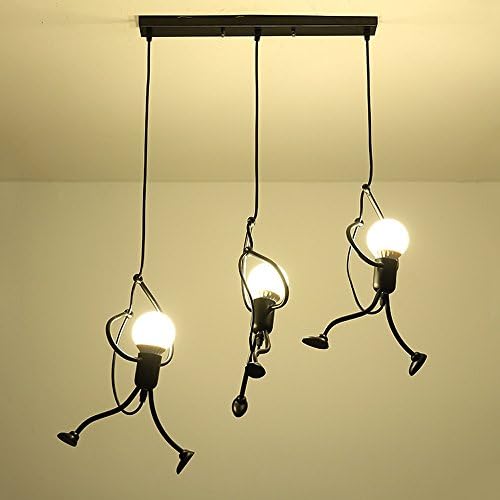 Pionthx Nordic Creative Small Iron Man Pendant Lamp Unique Adjustable Metal Ceiling Hanging Light Edison Chandelier for Dining Room Living Room Cafe Children's Room (Size : Style c)