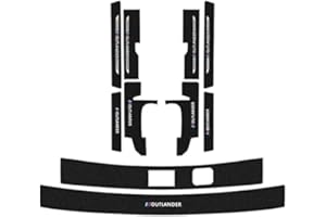 ENFILY Auto-Karbonfaser-Einstiegsleisten-Schutz + Rückschutzplatte für Mitsubishi Outlander Samurai 2013-2021, Willkommens-Pedal, Scheuerschutz, rutschfest, Auto-Styling-Dekoration