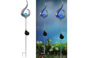 LUNA24 SIMPLY GREAT IDEAS... Solar Metallobjekt Blue Wave, 17x6,2x89 cm Gartenstecker, Deko, Garten, Solarleuchte, Solarlampe, Gartenstecker Solarlampen für außen, kabellose Gartenbeleuchtung, Gartendeko wetterfest.