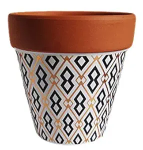 Green Junction Terracotta Planter Pot for Indoor Plants, Flower Pots for Home Garden Decoration Items Outdoor Home Decorative Pots (Set of 1 Planter + Stand ) (10 cm x10 cmx12cm )