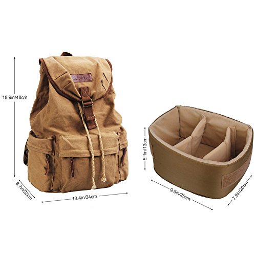 Koolertron - Etui Toile DSLR Camera SLR   paule Sac    dos sac de montagne Avec Rain Cover   tanche pour Sony Canon Nikon Olympus ont une position sp  ciale pour ordinateur portable et tablette