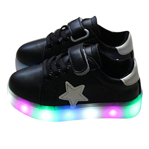 Highdas Jungen Mädchen Leder Prewalker Light Up Schuhe - 3