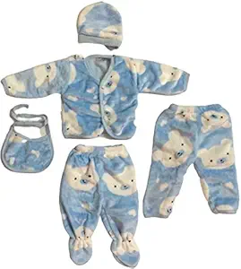 Baby Boys and Baby Girls Winter Wear Clothes ( Multicolour , 0-3 Months ) - 5 Pieces Sets
