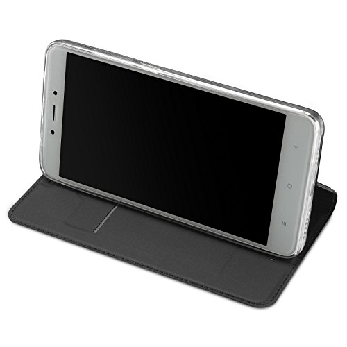 Xiaomi RedMi Note 4X Funda  SMTR Ultra Silm de PU Cuero Flip  Leather Wallet Case Cover Carcasa Funda con Ranura de Tarjeta Cierre Magn  tico y funci  n de soporte para Xiaomi RedMi Note 4X  Gris oscuro