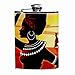 Produktbild Leak Proof Liquor Hip Flask 7.6 oz Flagon Mug Leather Cover with African Woman print Pocket Container for Discrete Shot Drinking of Whiskey Alcohol Liquor